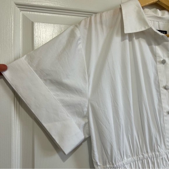 J. Crew Elena Shirt-Dress Short-Sleeve Smocked Waist White Cotton Poplin Size 12 - Picture 5 of 16